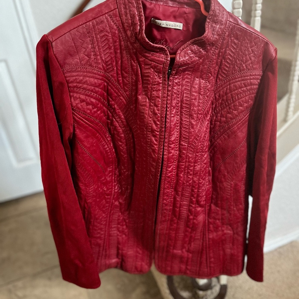 Peter Nygard red leather Size XL